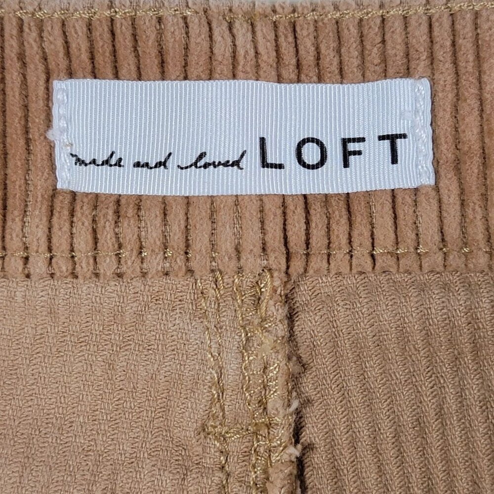 LOFT Womens Brown Camel Cognac Corduroy Straight Leg Pants Size 32 Or Size 14 - Picture 8 of 10